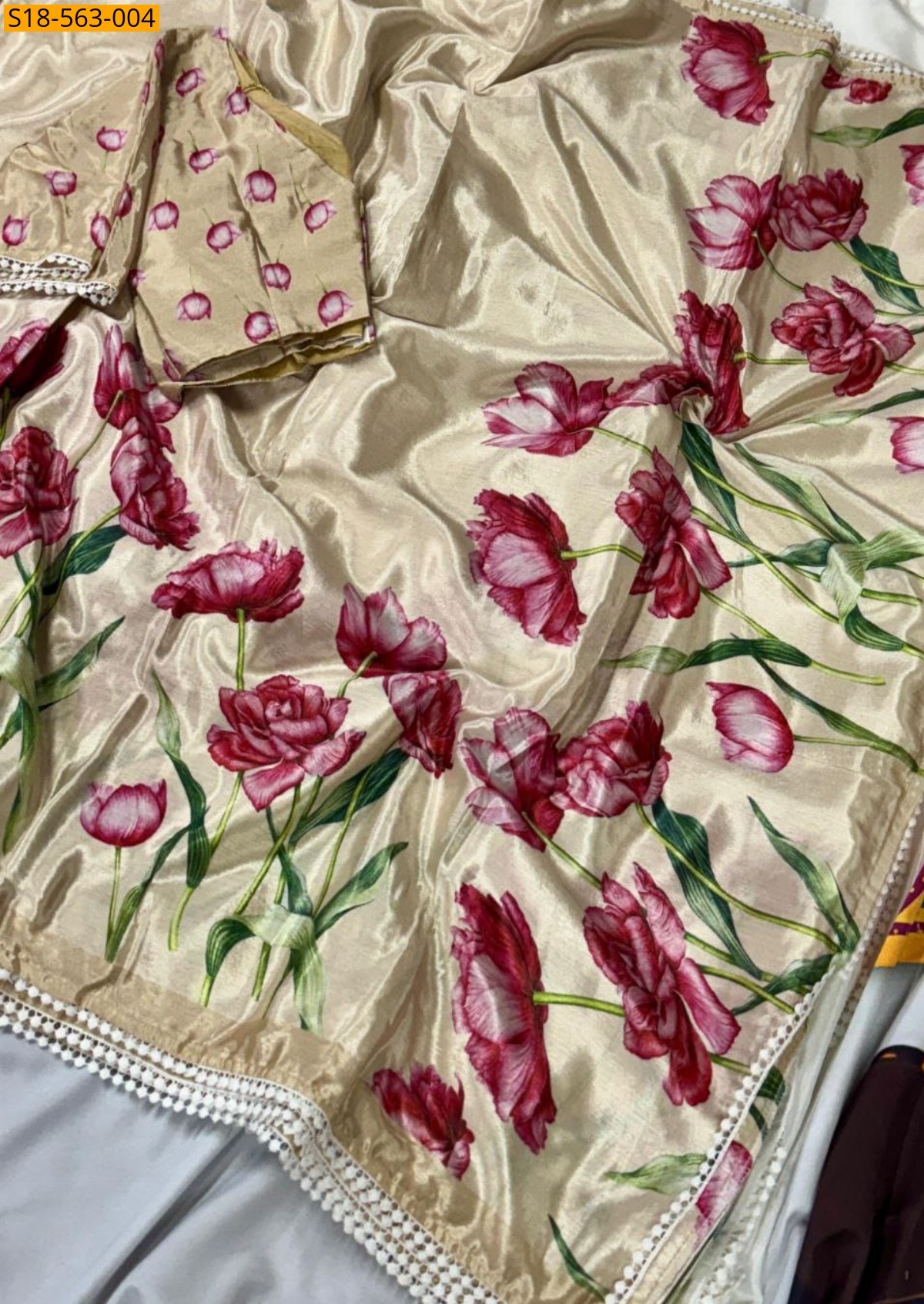 Sandal Fancy Chinnon silk sarees