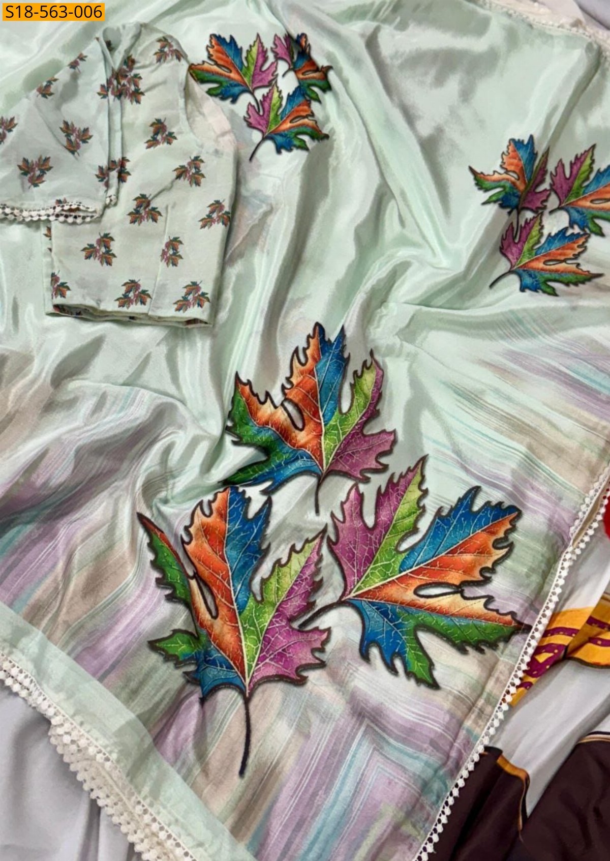 Pista green Fancy Chinnon silk sarees