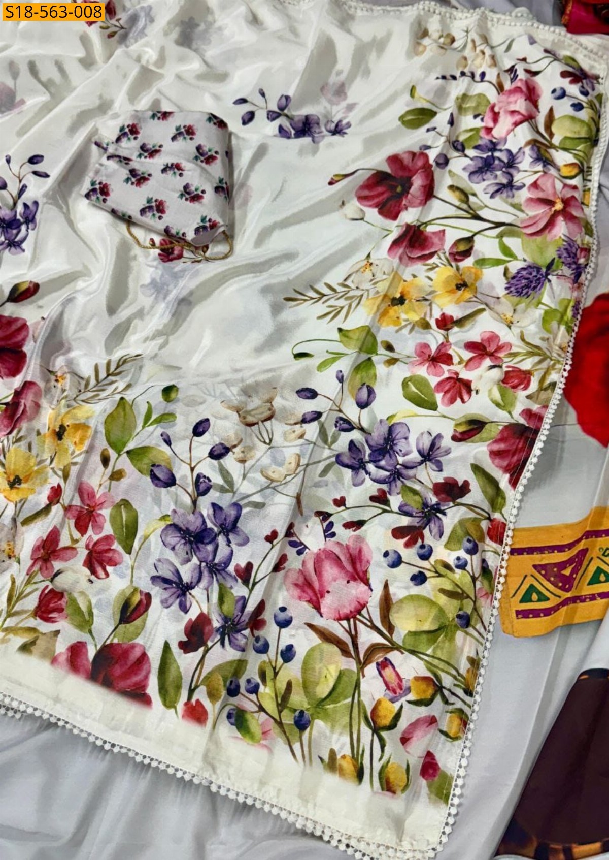 White Fancy Chinnon silk sarees