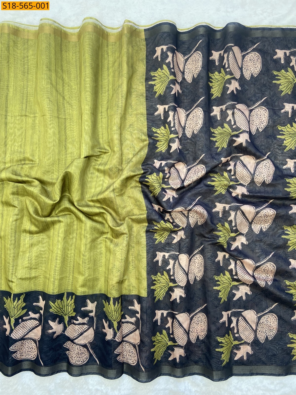 Green Fancy Soft Chanderi Cotton Saree