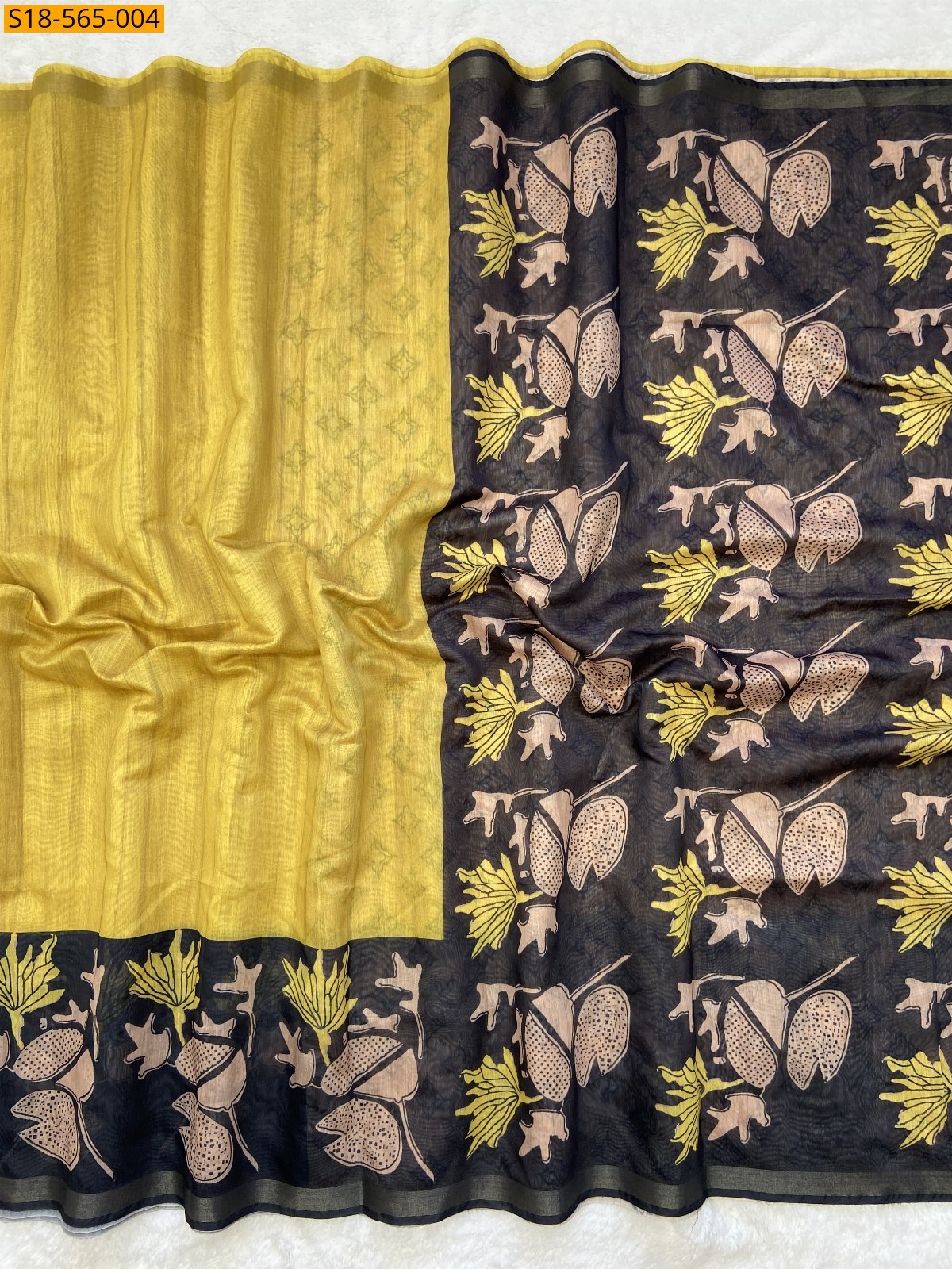 Yellow Fancy Soft Chanderi Cotton Saree