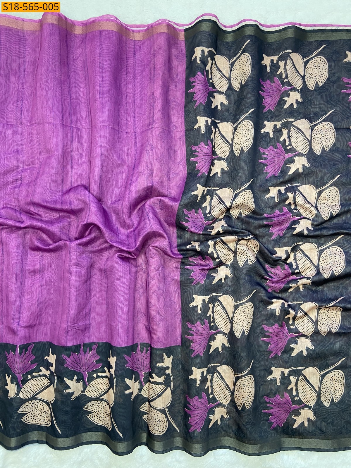 Purple Fancy Soft Chanderi Cotton Saree
