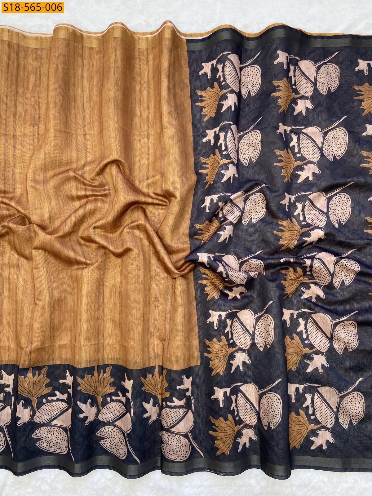 Brown Fancy Soft Chanderi Cotton Saree