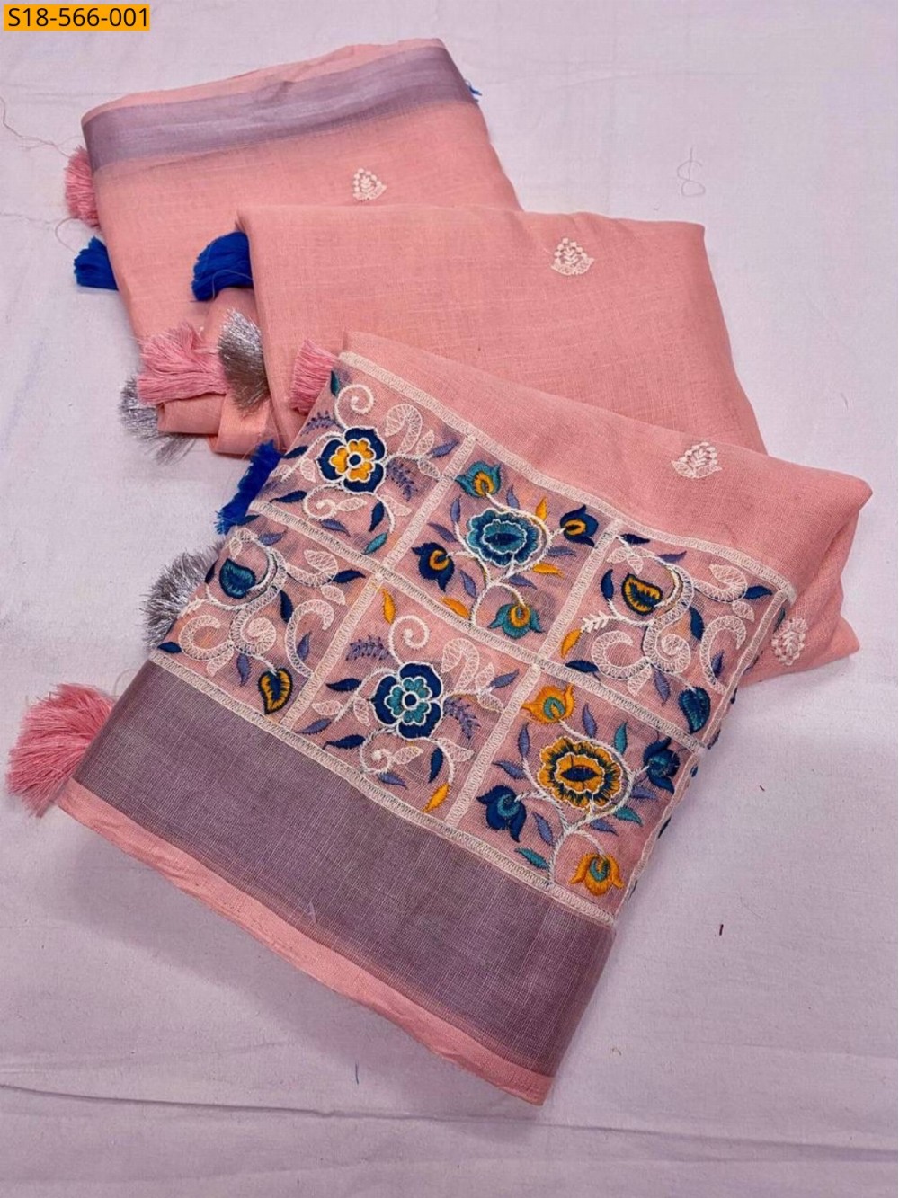 Peach Fancy Linen Cotton saree Peach Fancy Linen Cotton saree