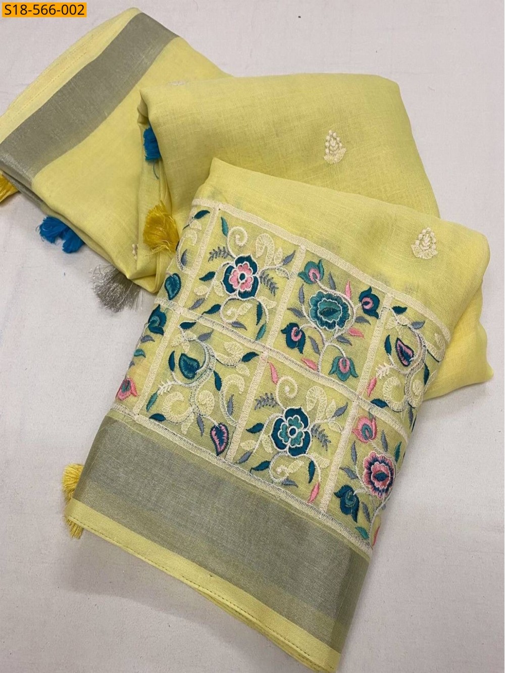 Yellow Fancy Linen Cotton saree Yellow Fancy Linen Cotton saree