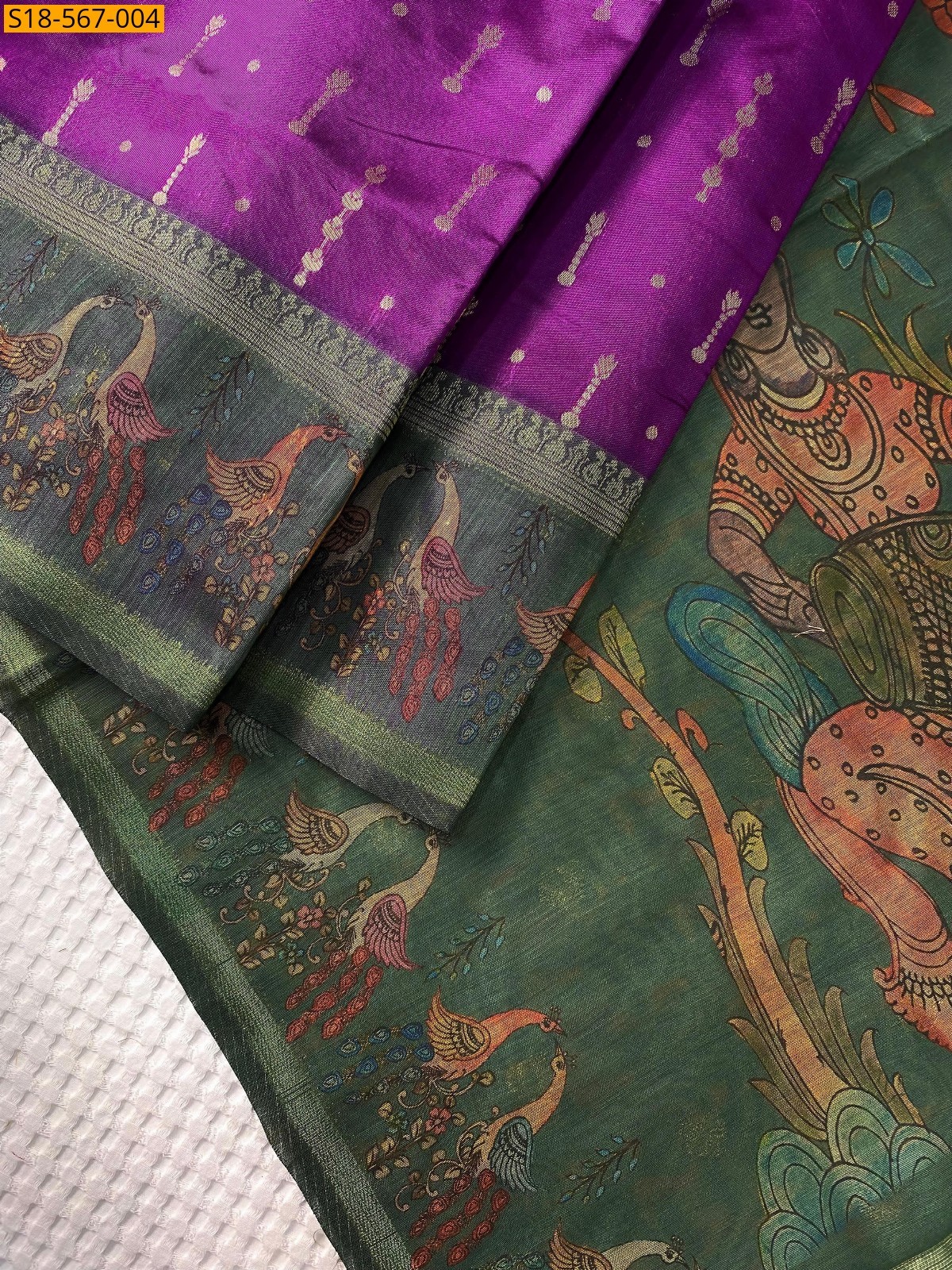 Purple Soft chanderi silk sarees