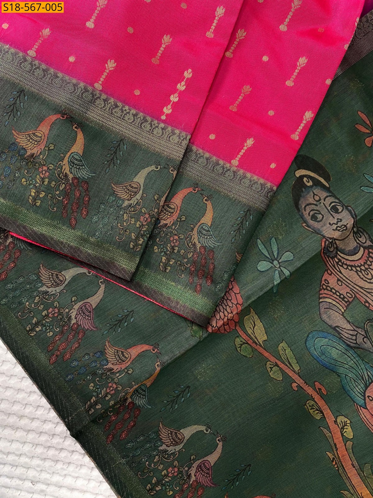 Pink Soft chanderi silk sarees