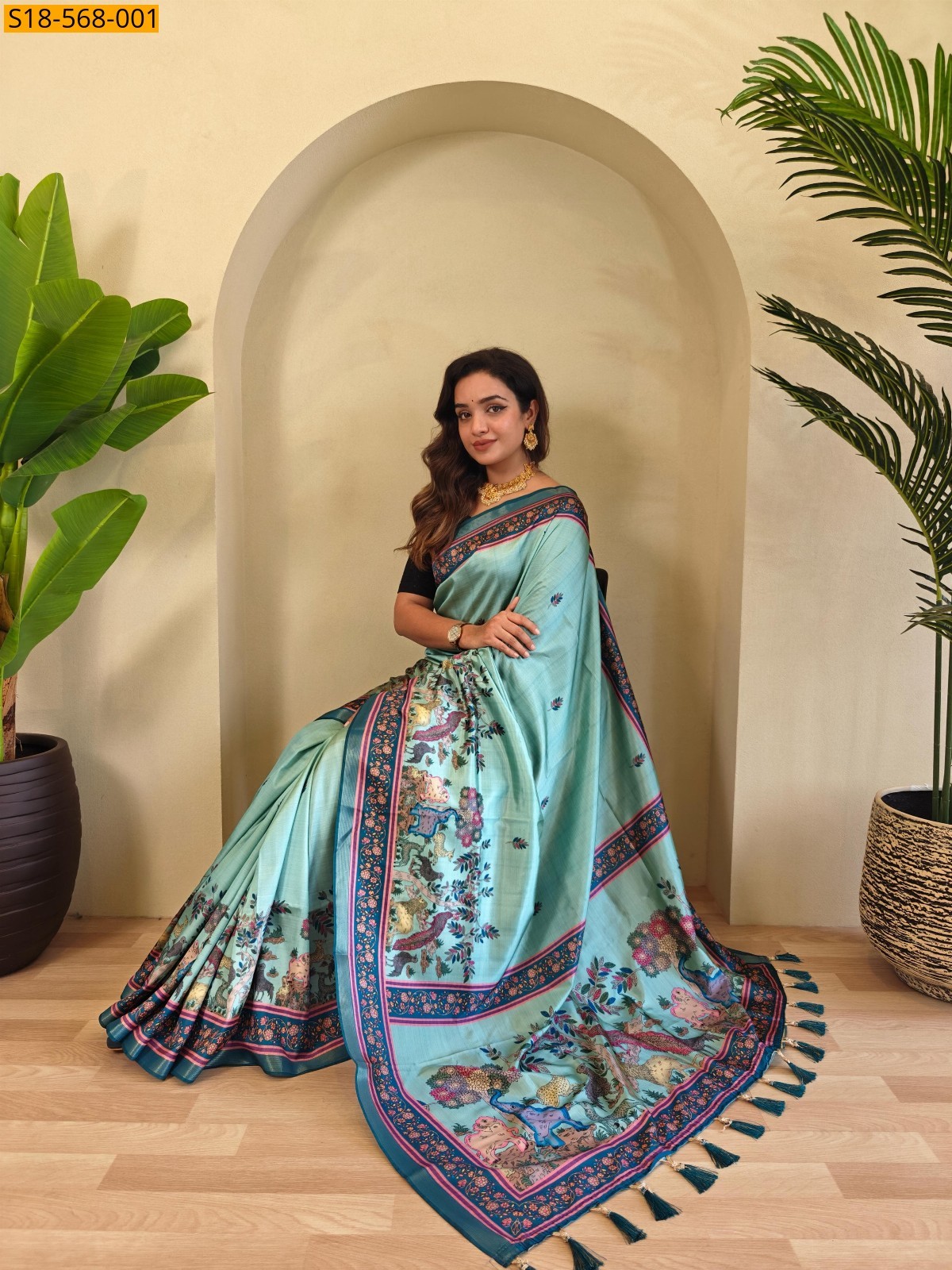 Blue Fancy Dola Viscose sarees