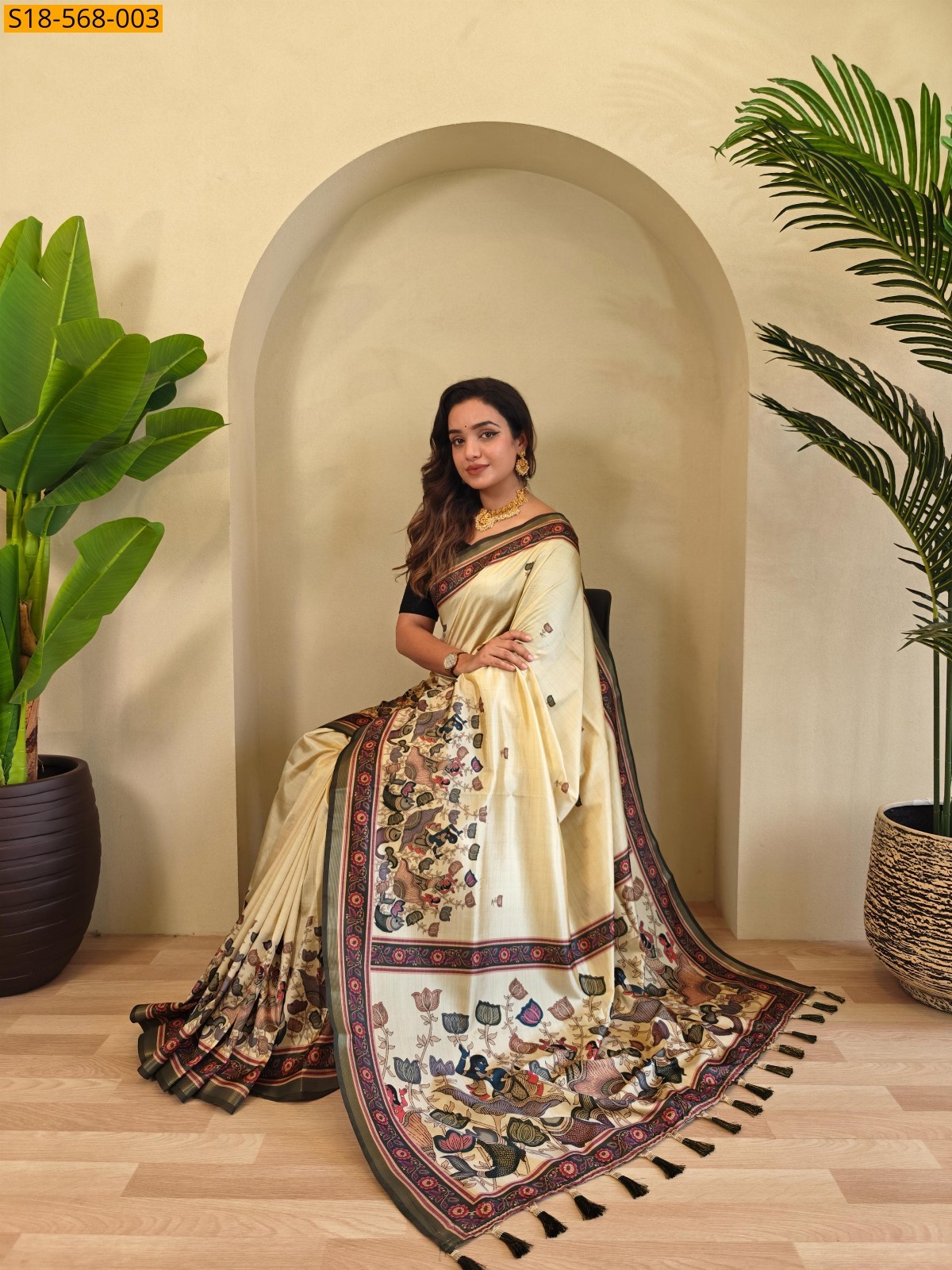 Half white Fancy Dola Viscose sarees