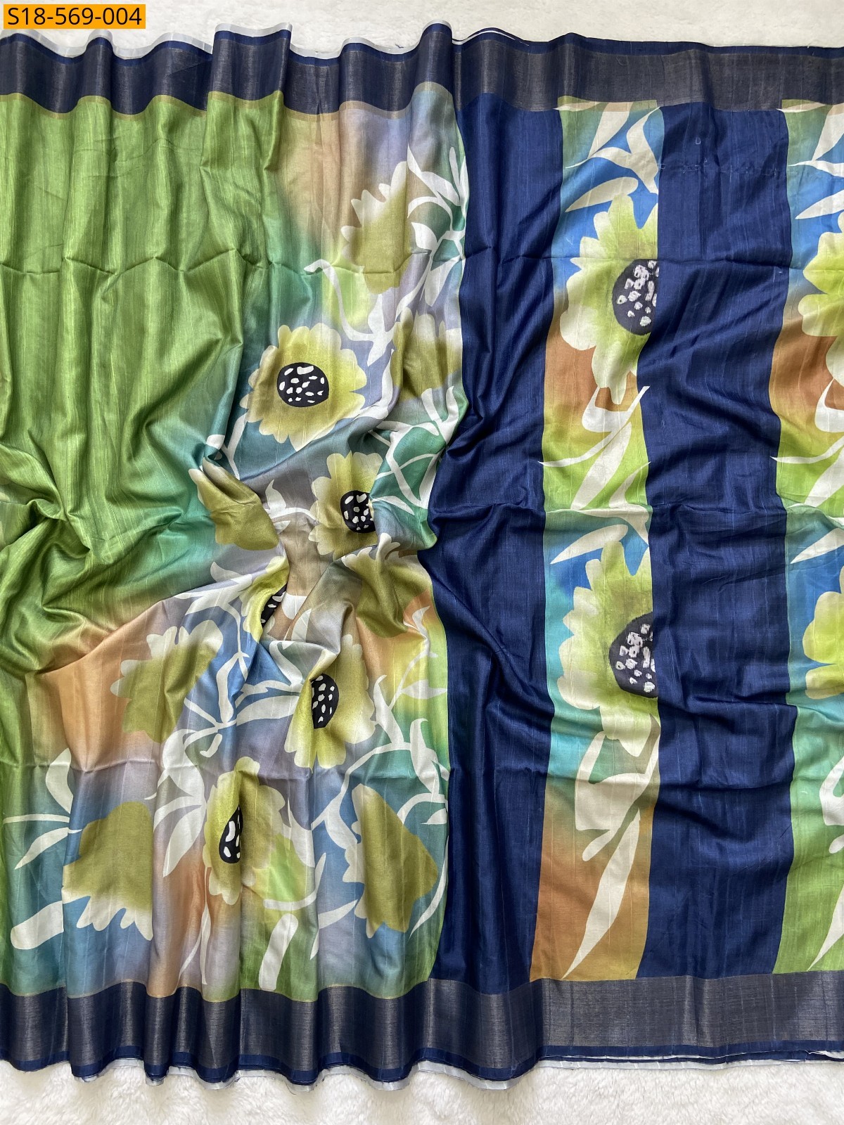 Green Fancy Soft Tussar Silk sarees