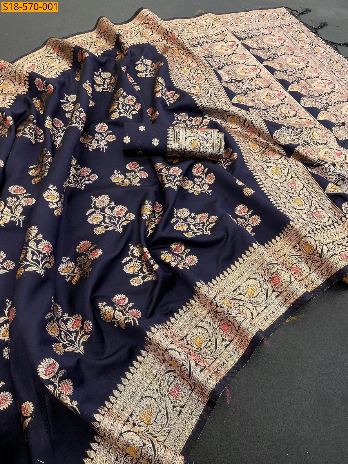 Dark purple Fancy Kanjivaram silk saree