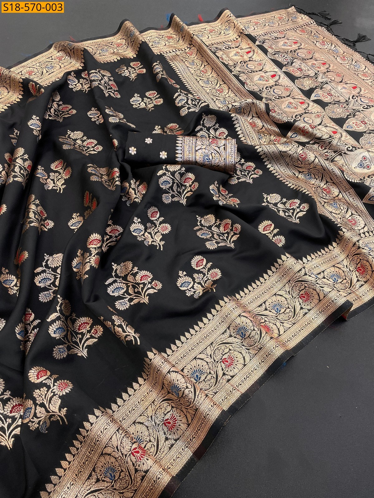 Black Fancy Kanjivaram silk saree
