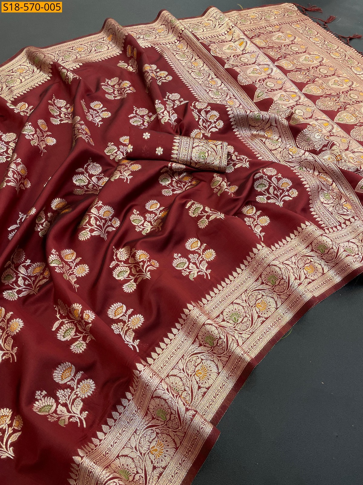 Maroon Fancy Kanjivaram silk saree