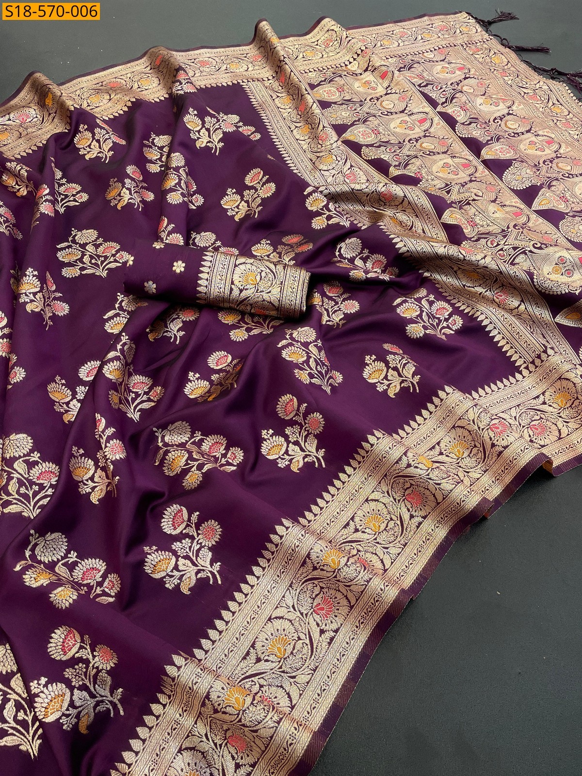 Wine Fancy Kanjivaram silk saree