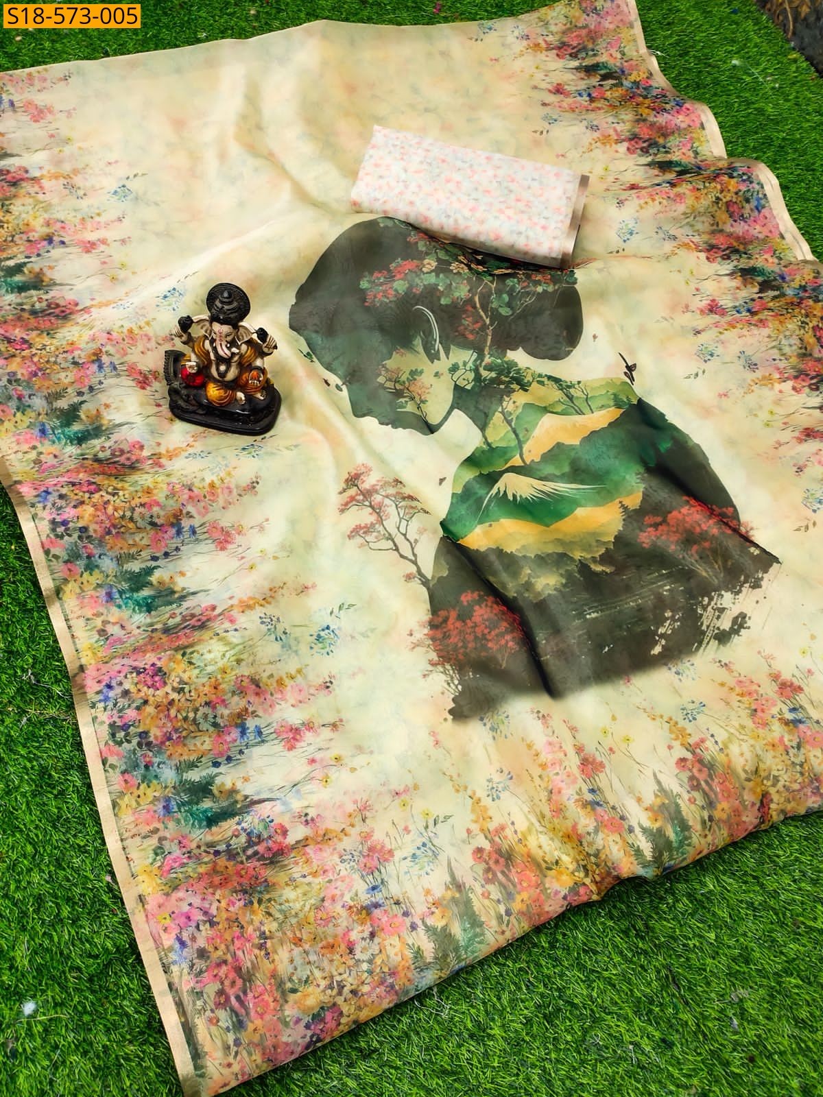 Sandal Fancy Organza Digital Printed Saree