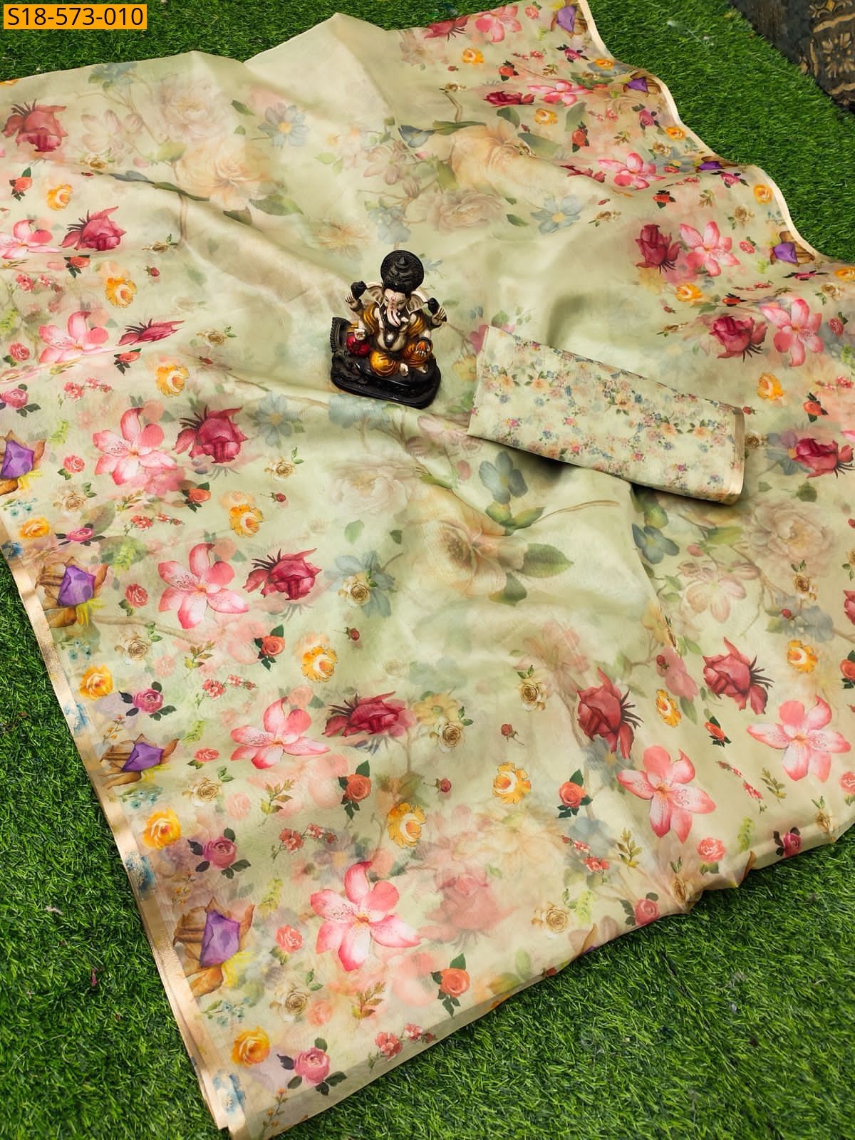 Sandal Fancy Organza Digital Printed Saree