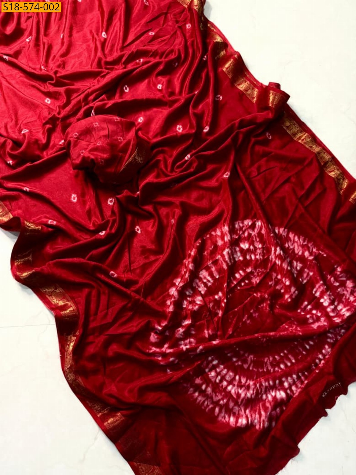 Red Fancy Tussar silk saree