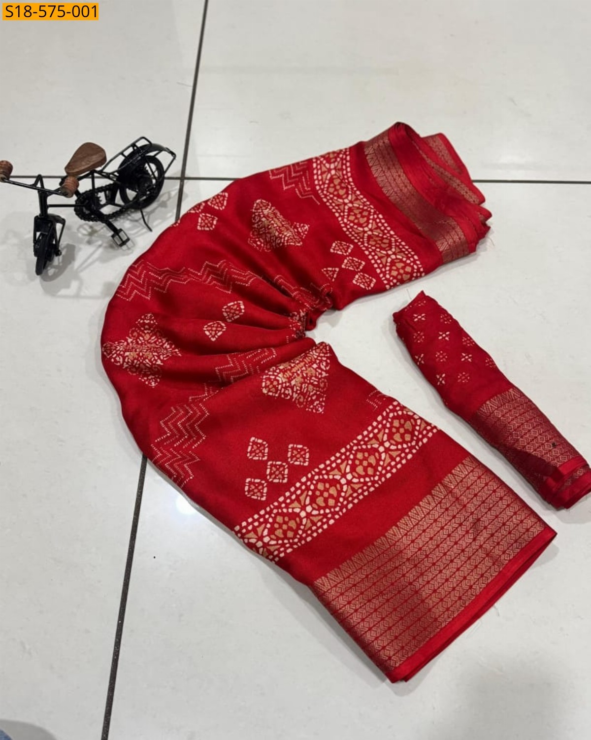 Red Marshmallow printed sarees