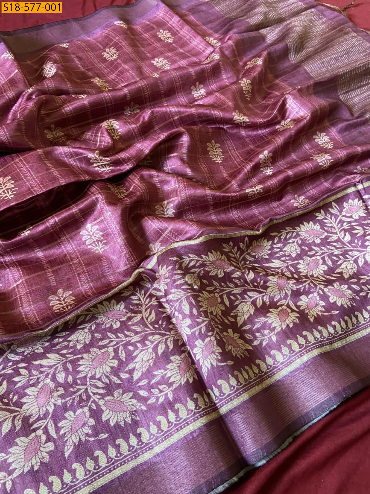 Pink Soft Semi Tussar Silk Sarees