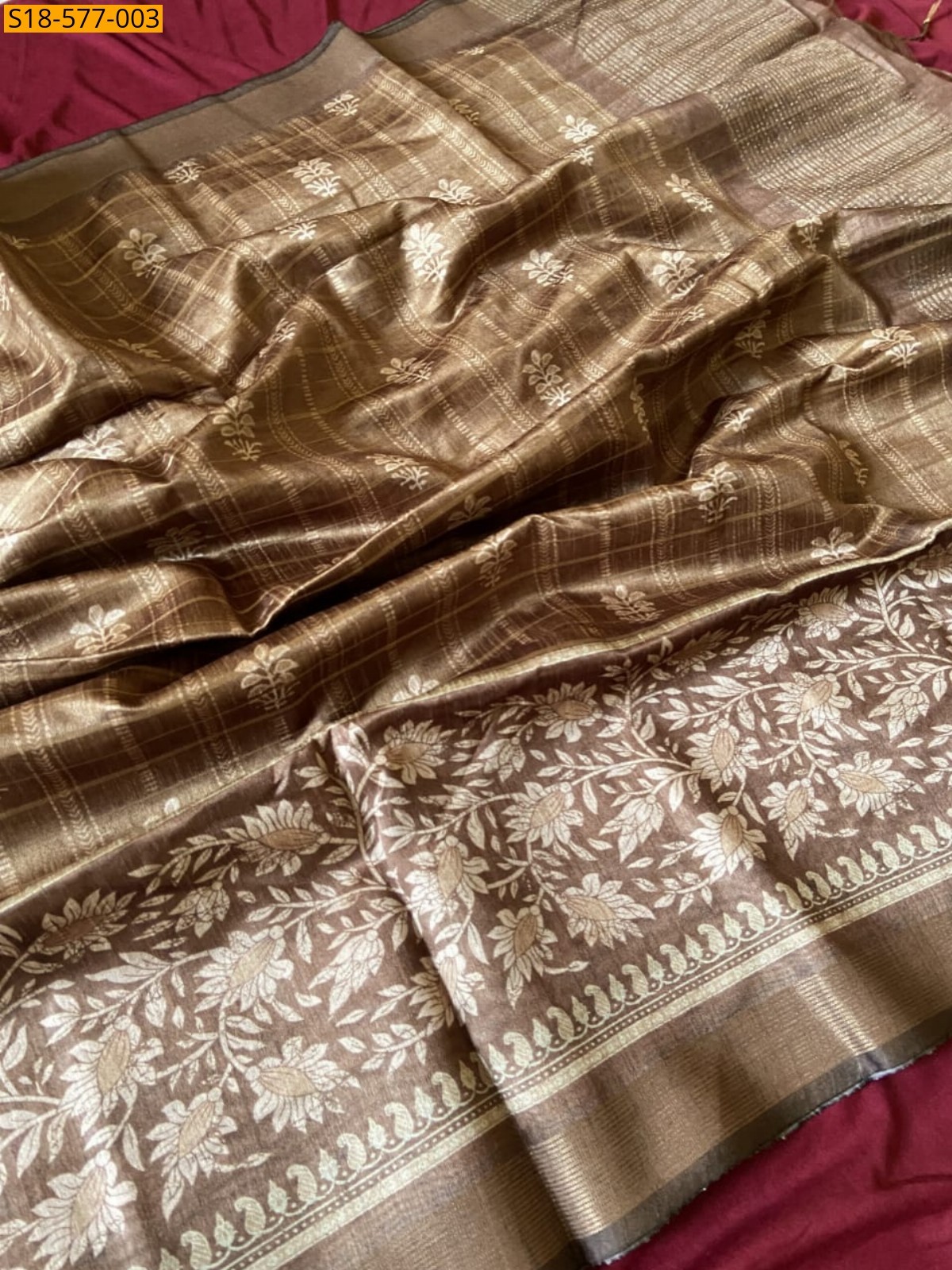 Soft Semi Tussar Silk Sarees - Olive green