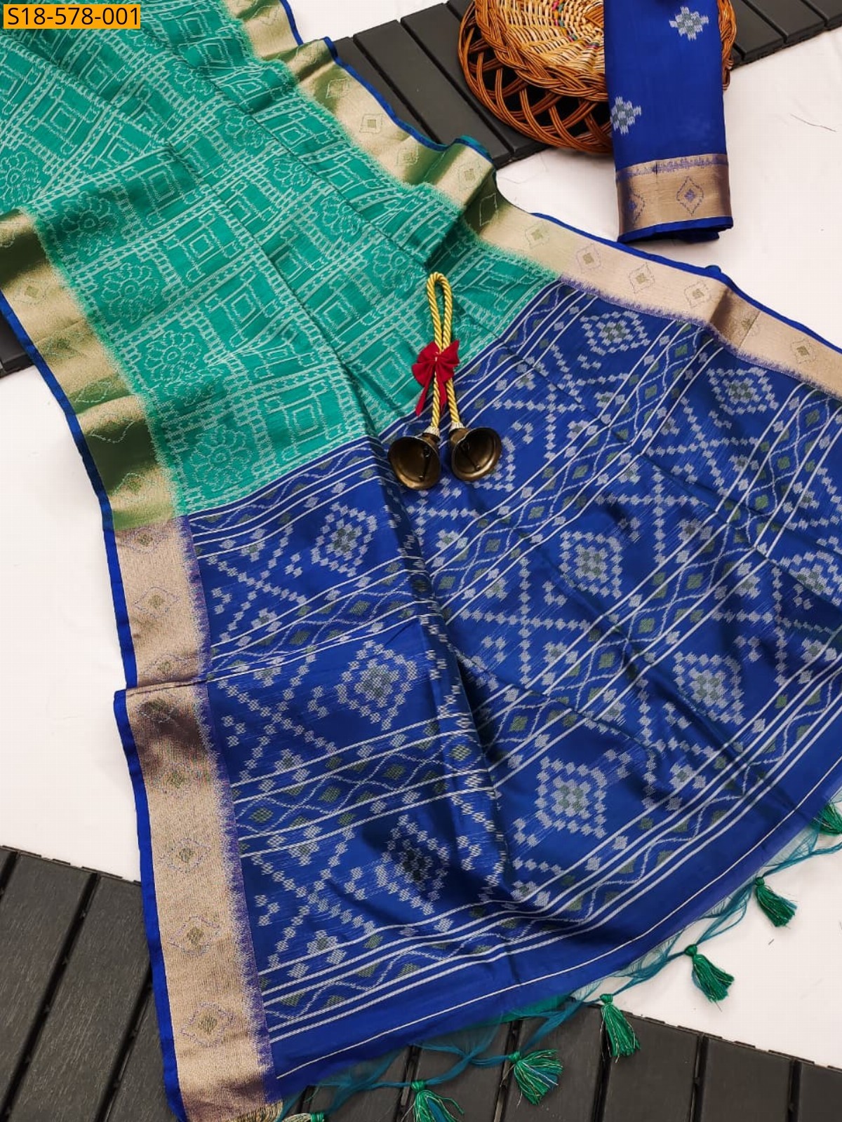 Green Soft Desi Raw Silk Saree