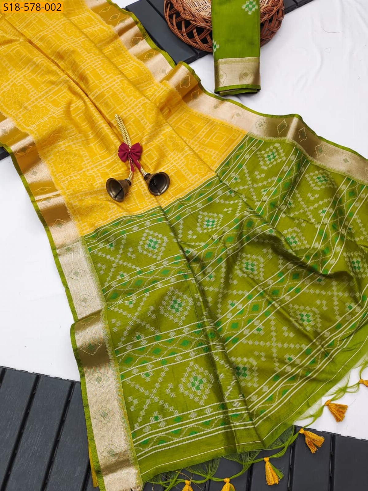 Yellow Soft Desi Raw Silk Saree