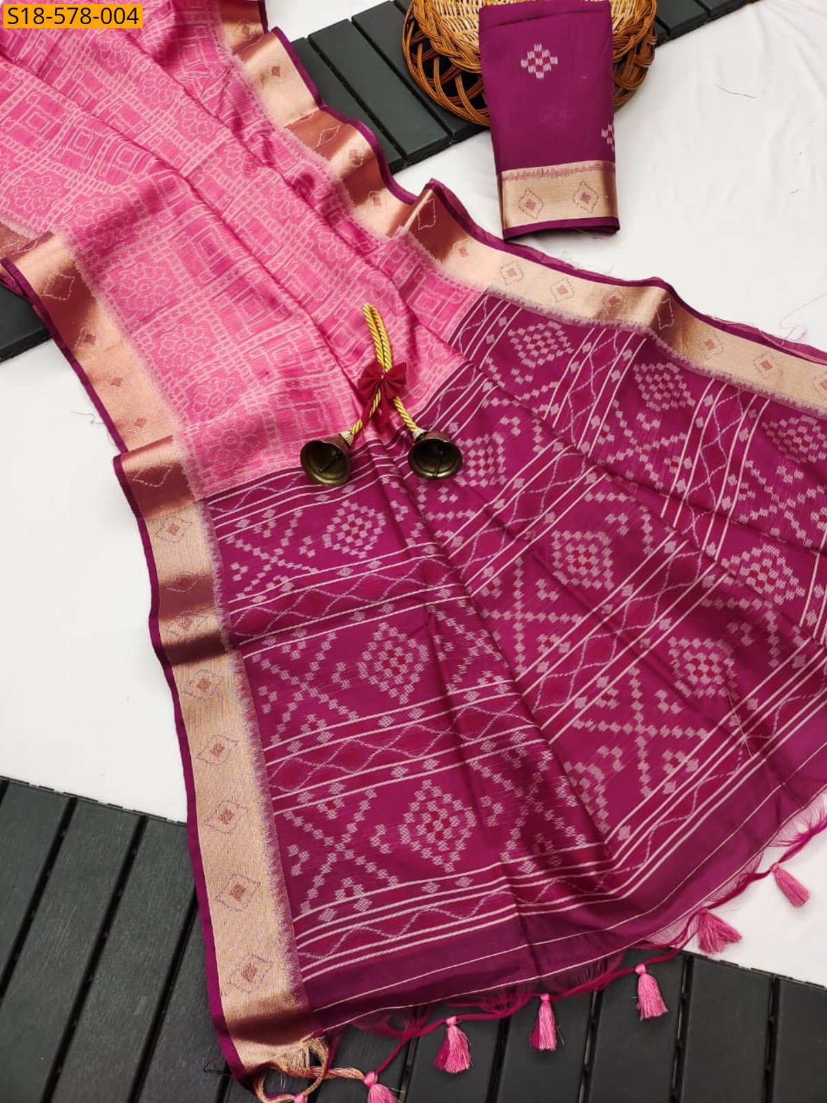 Pink Soft Desi Raw Silk Saree