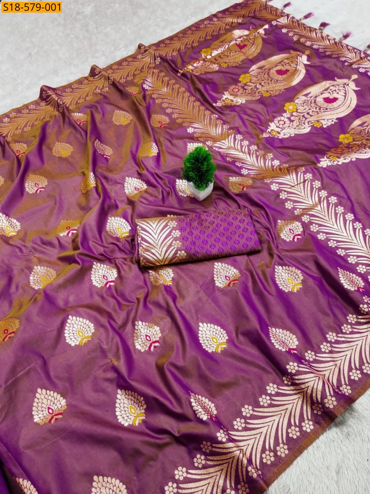 Purple Soft Banarasi silk saree