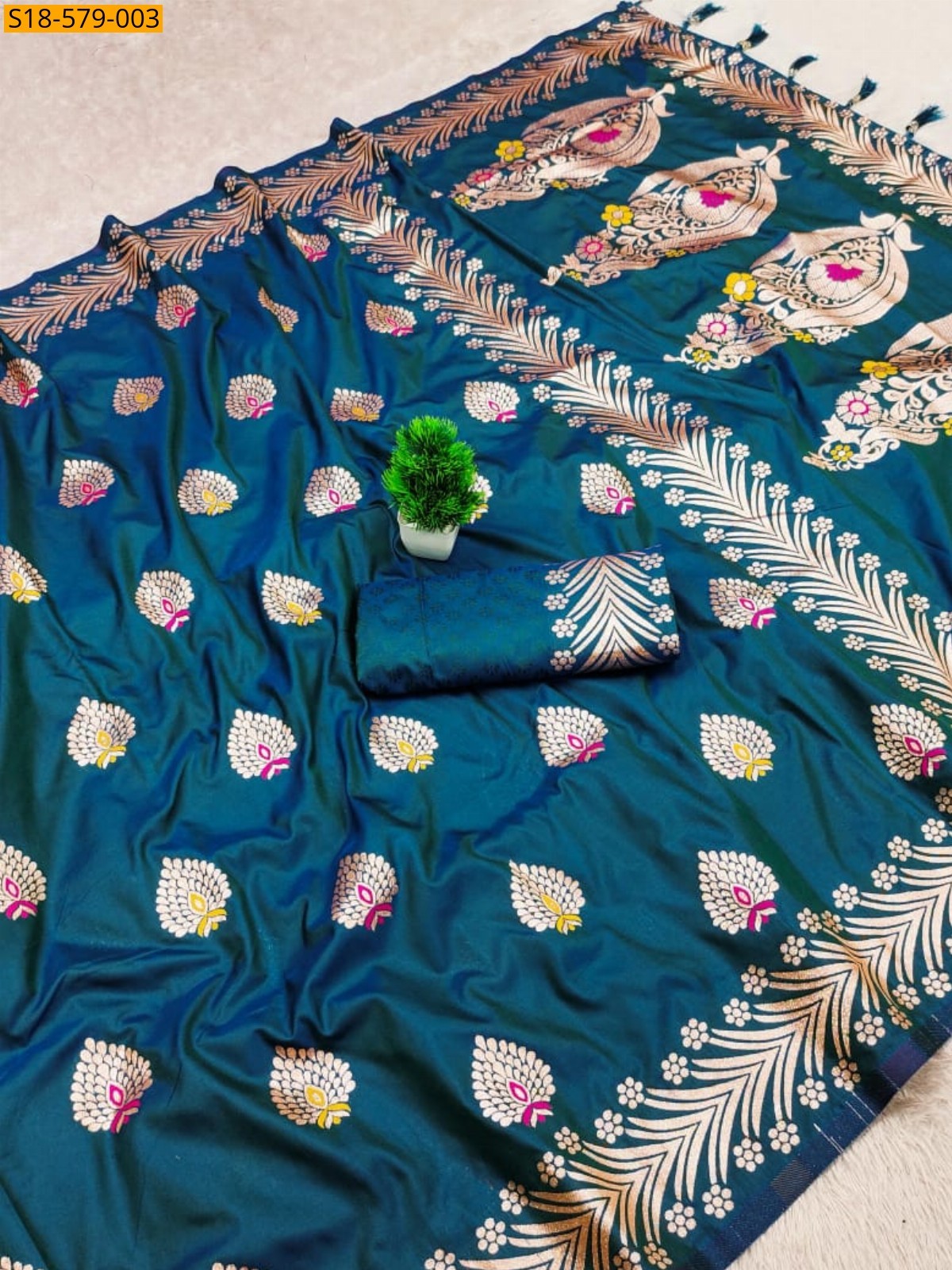 Blue Soft Banarasi silk saree