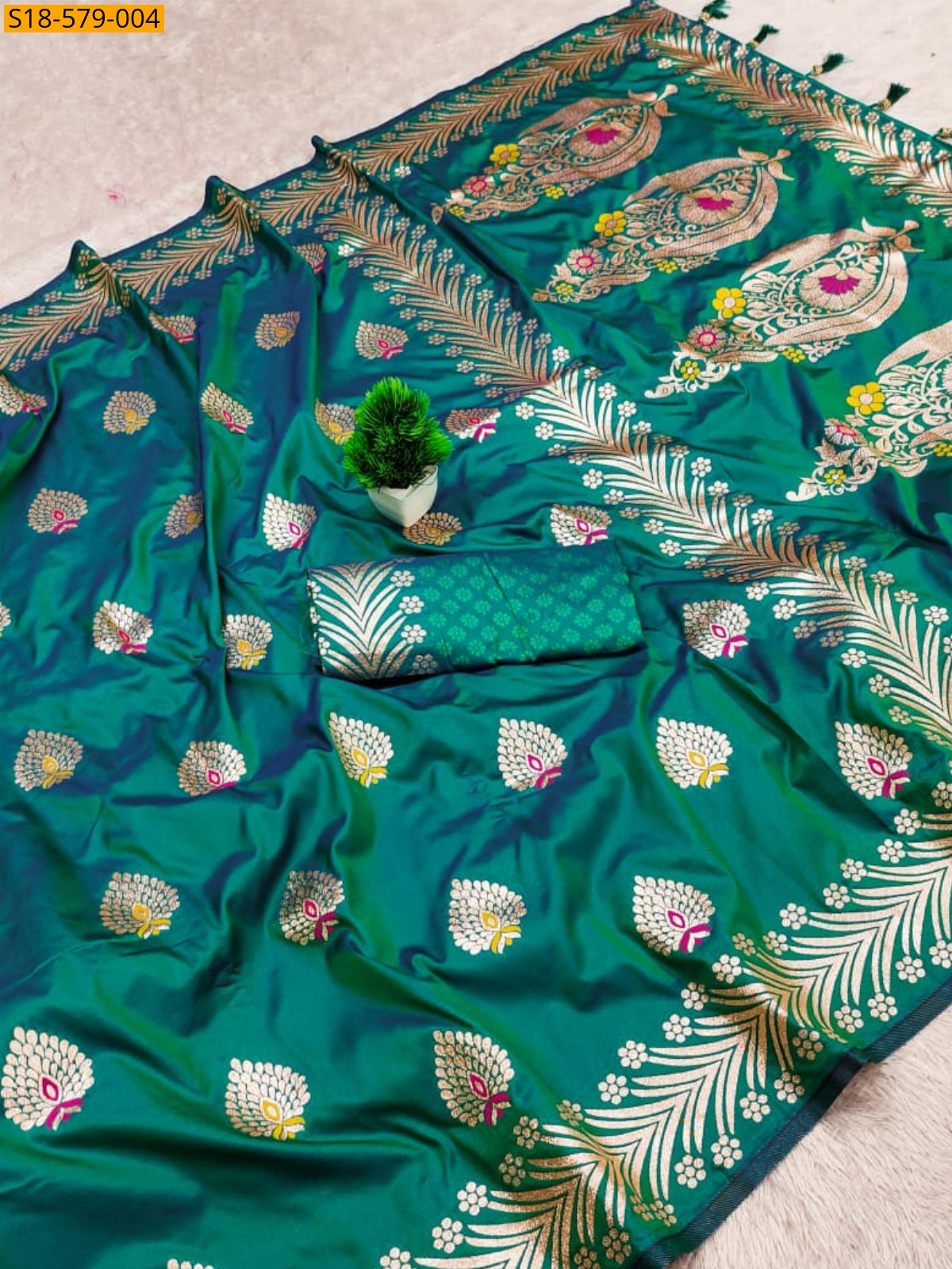 Green Soft Banarasi silk saree