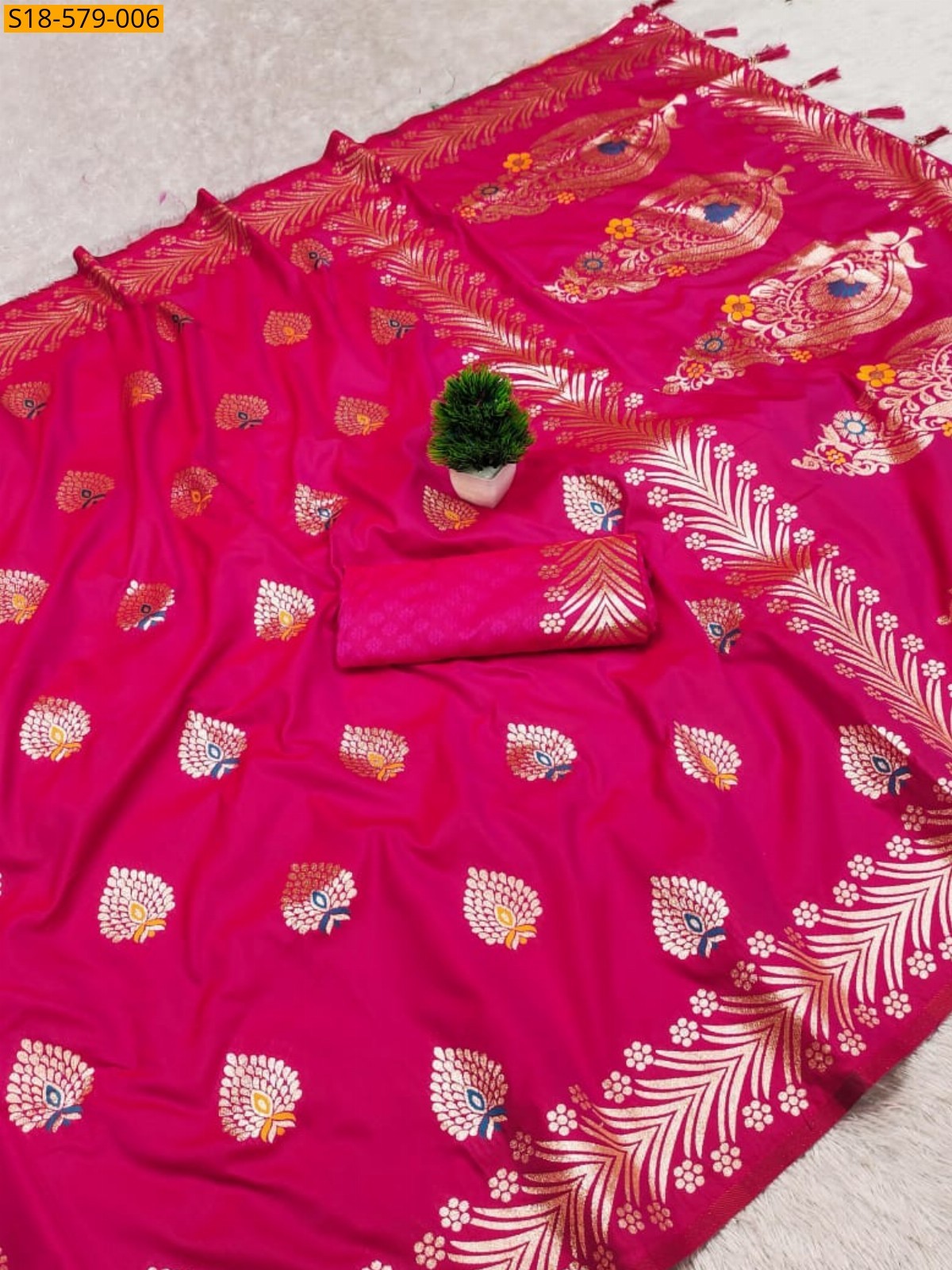 Pink Soft Banarasi silk saree
