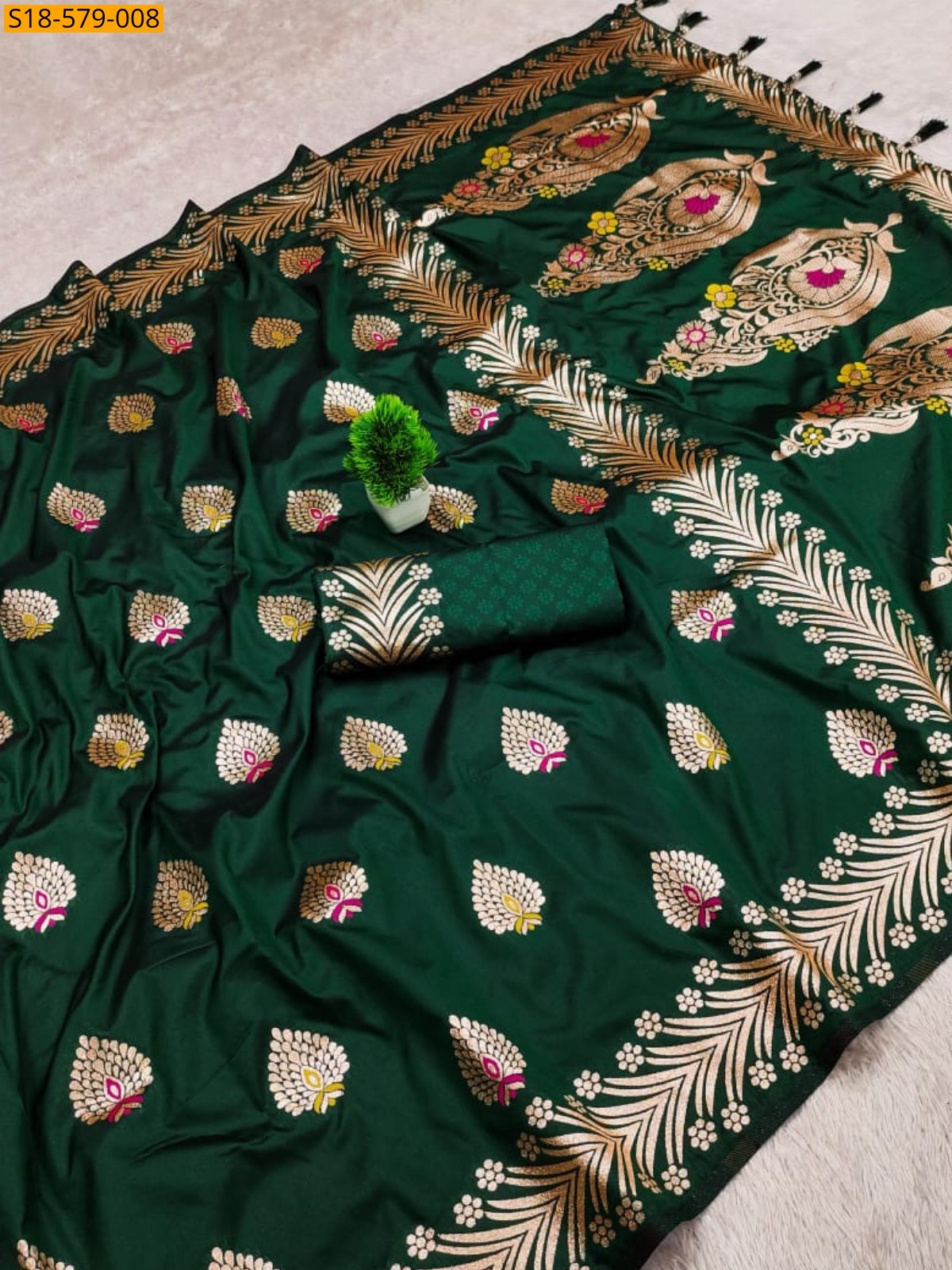 Green Soft Banarasi silk saree