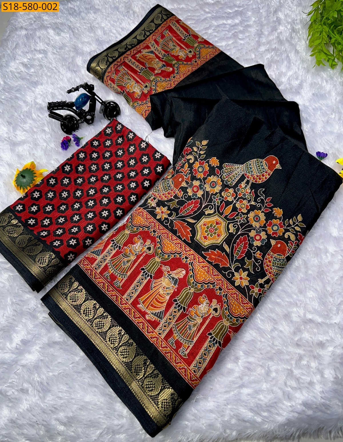 Black Fancy mul mul cotton saree