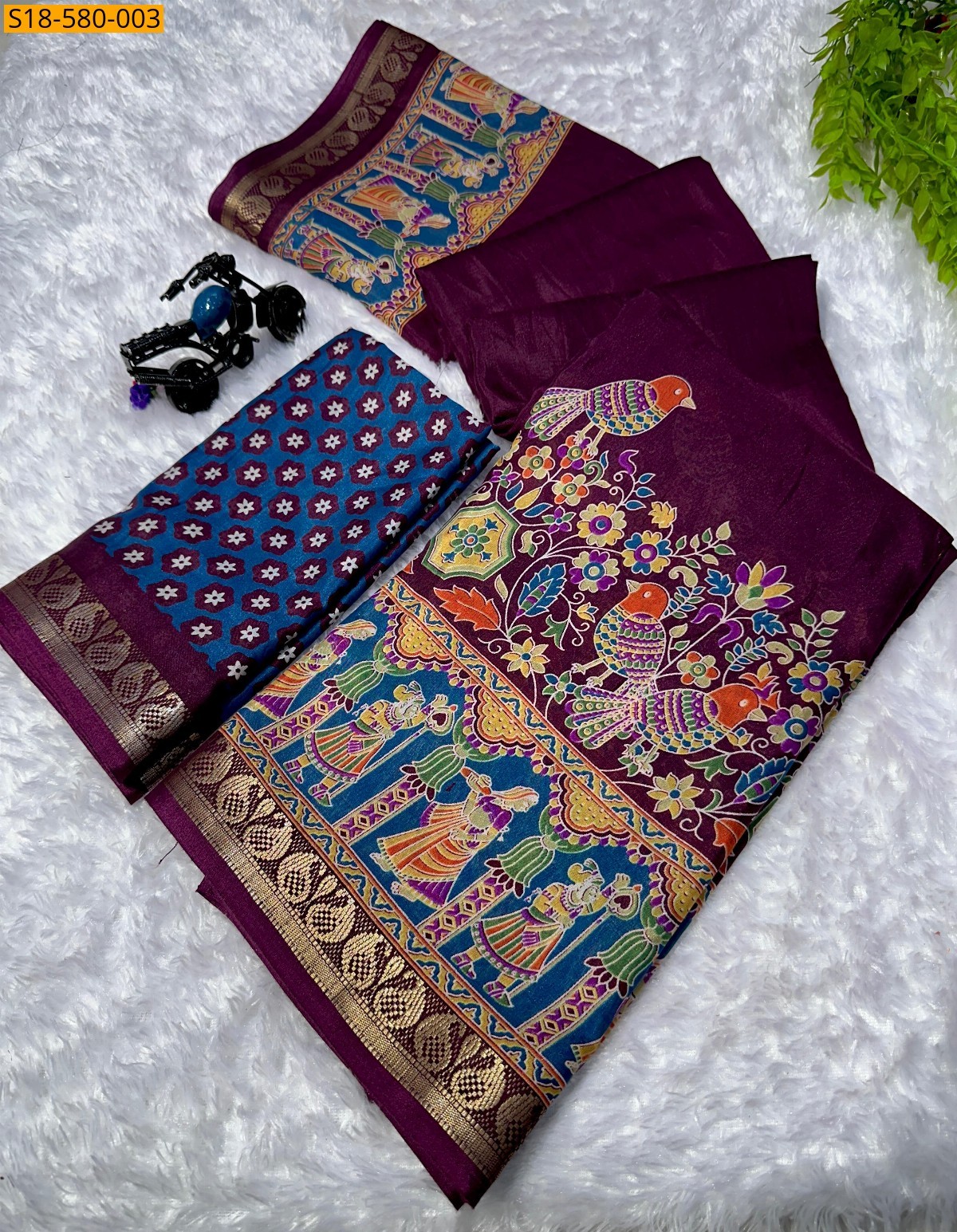 Wine Fancy mul mul cotton saree