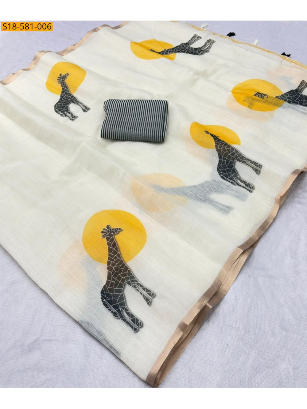 Fancy Linen Printed saree