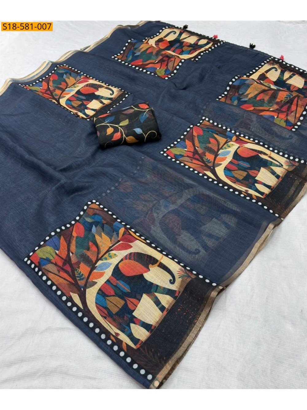 Fancy Linen Printed saree