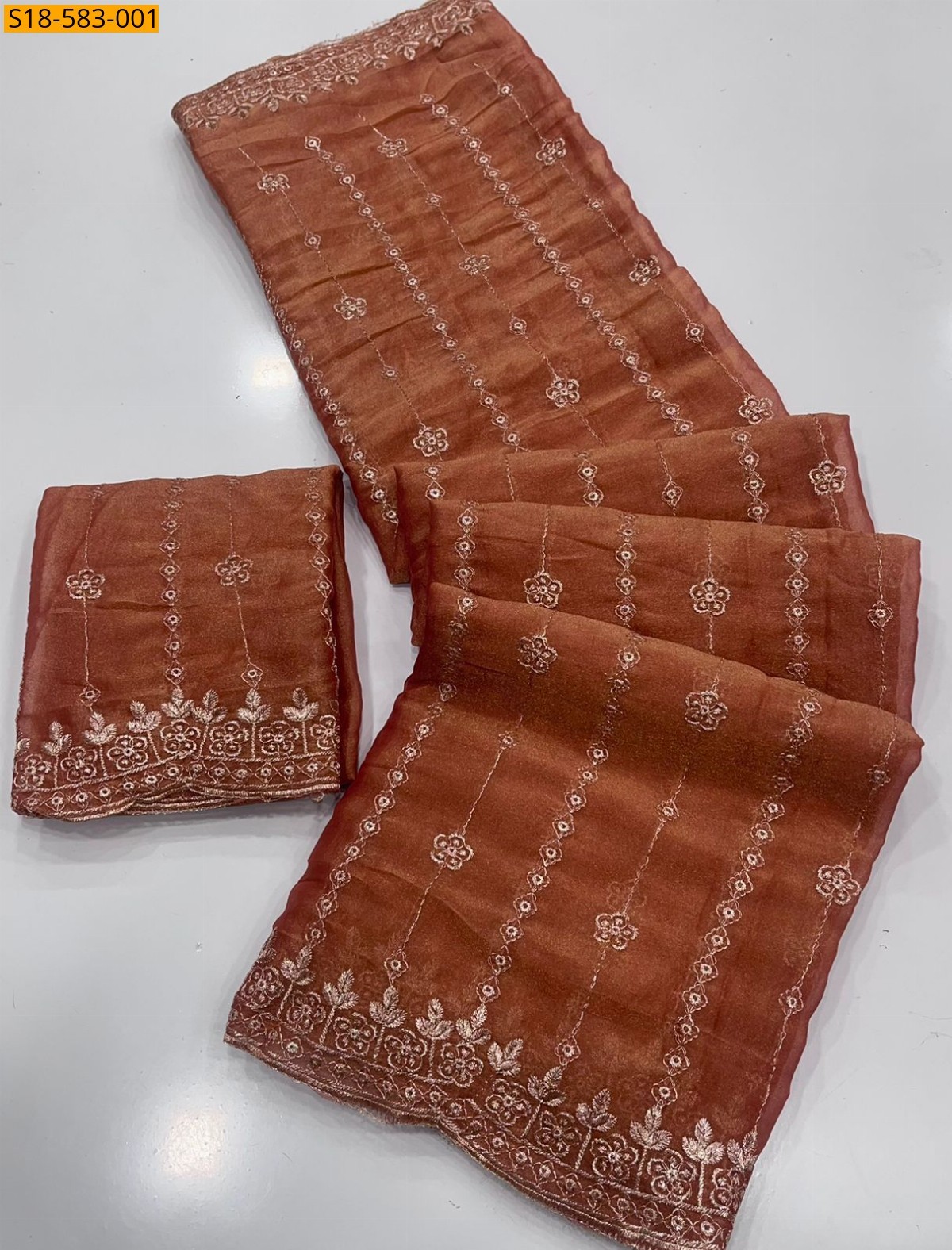 Copper Moss gold shine sequence Saree