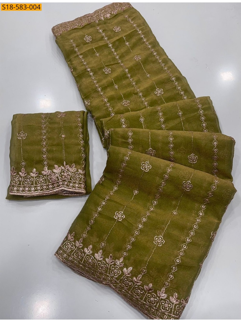 Moss gold shine sequence Saree