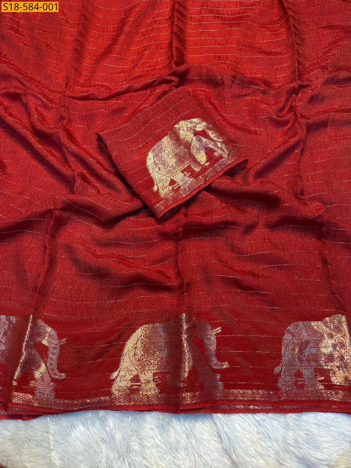 Red Viscose khadi silk saree 