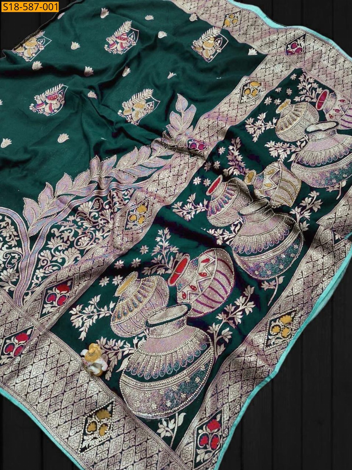 Green Fancy Soft Dola Viscose Silk Saree