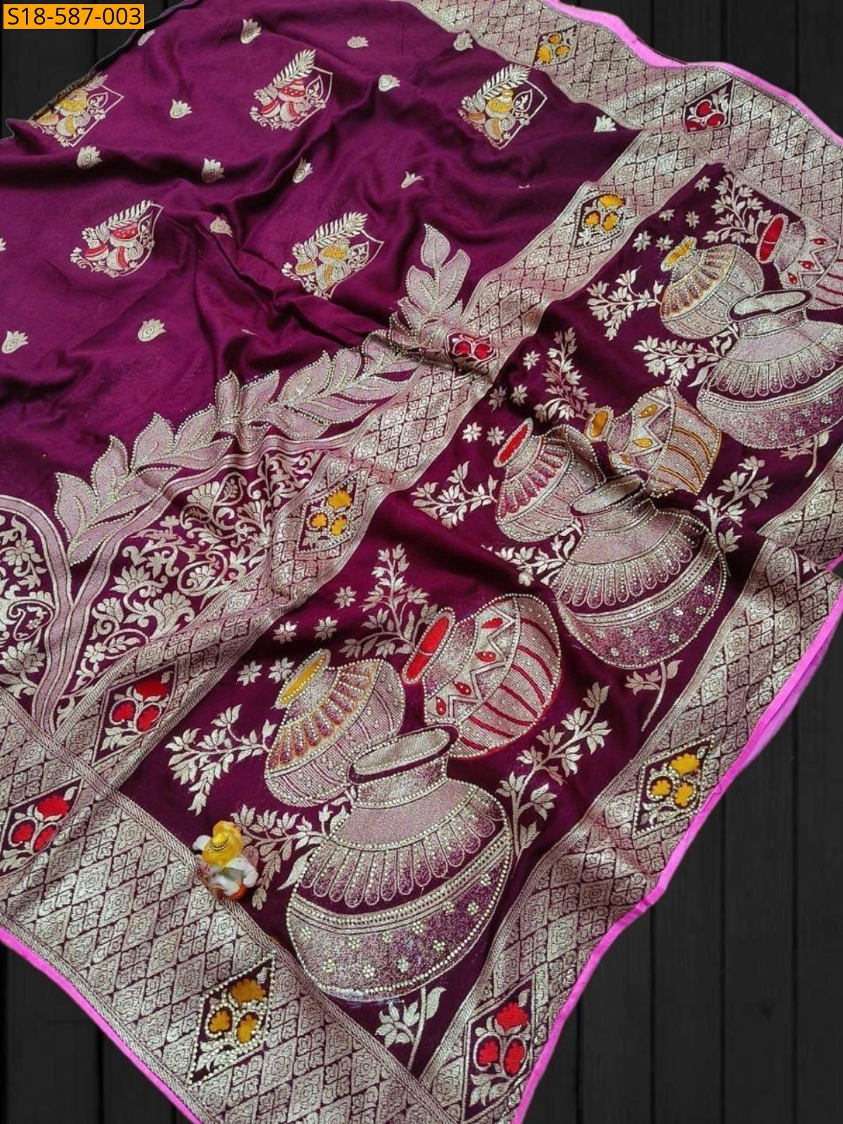 Wine Fancy Soft Dola Viscose Silk Saree