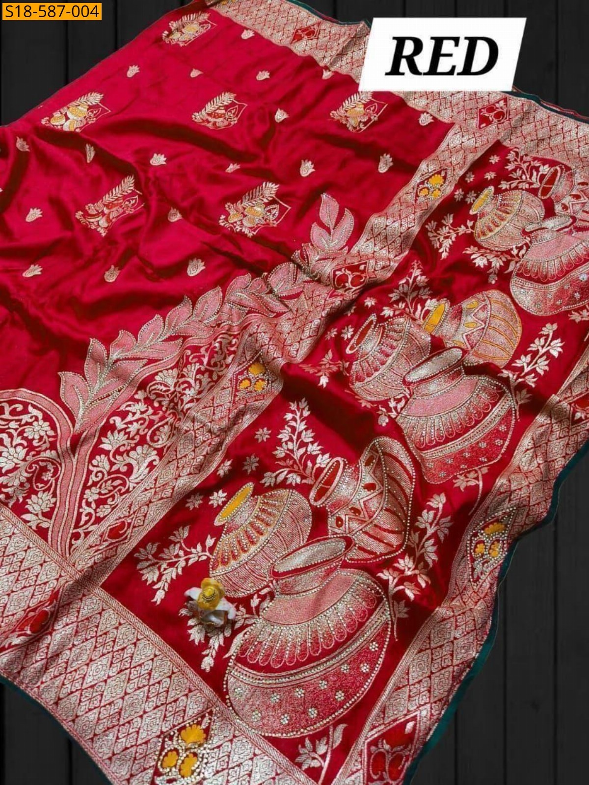 Red Fancy Soft Dola Viscose Silk Saree