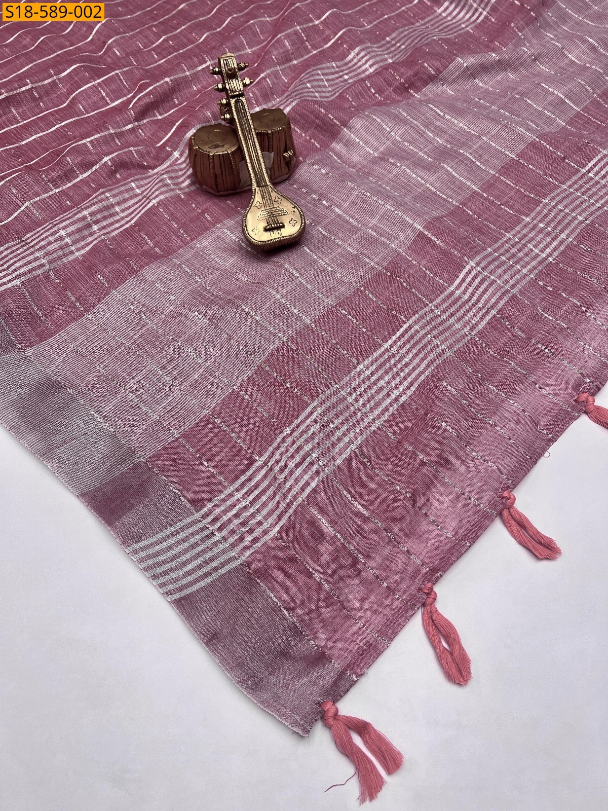 Pink Linen cotton saree