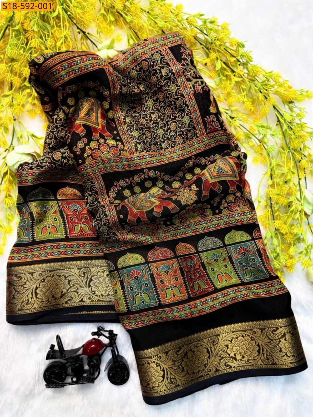 Heavy marshmelon Ajrakh Saree