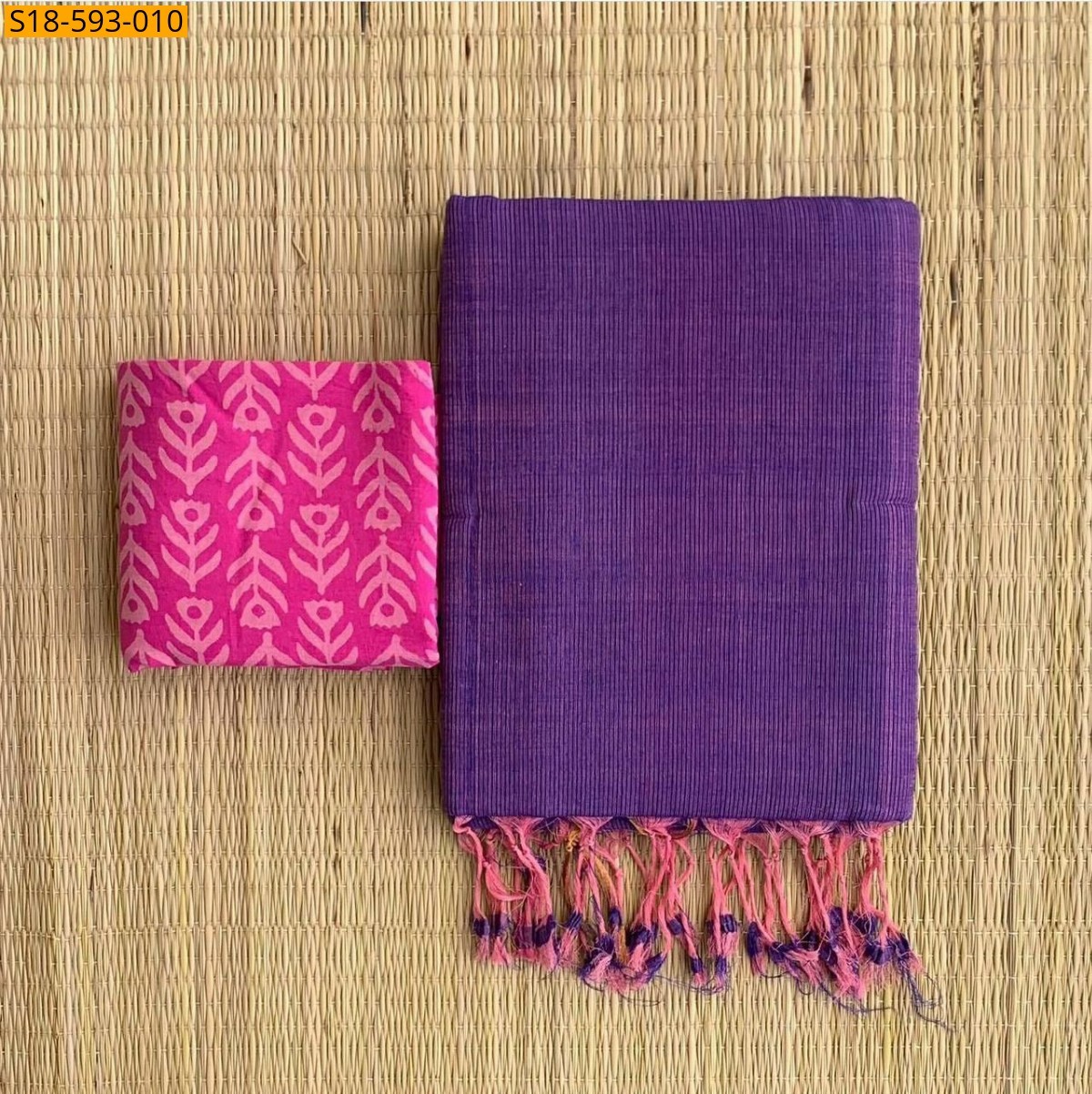 Purple Fancy Khadi cotton Saree