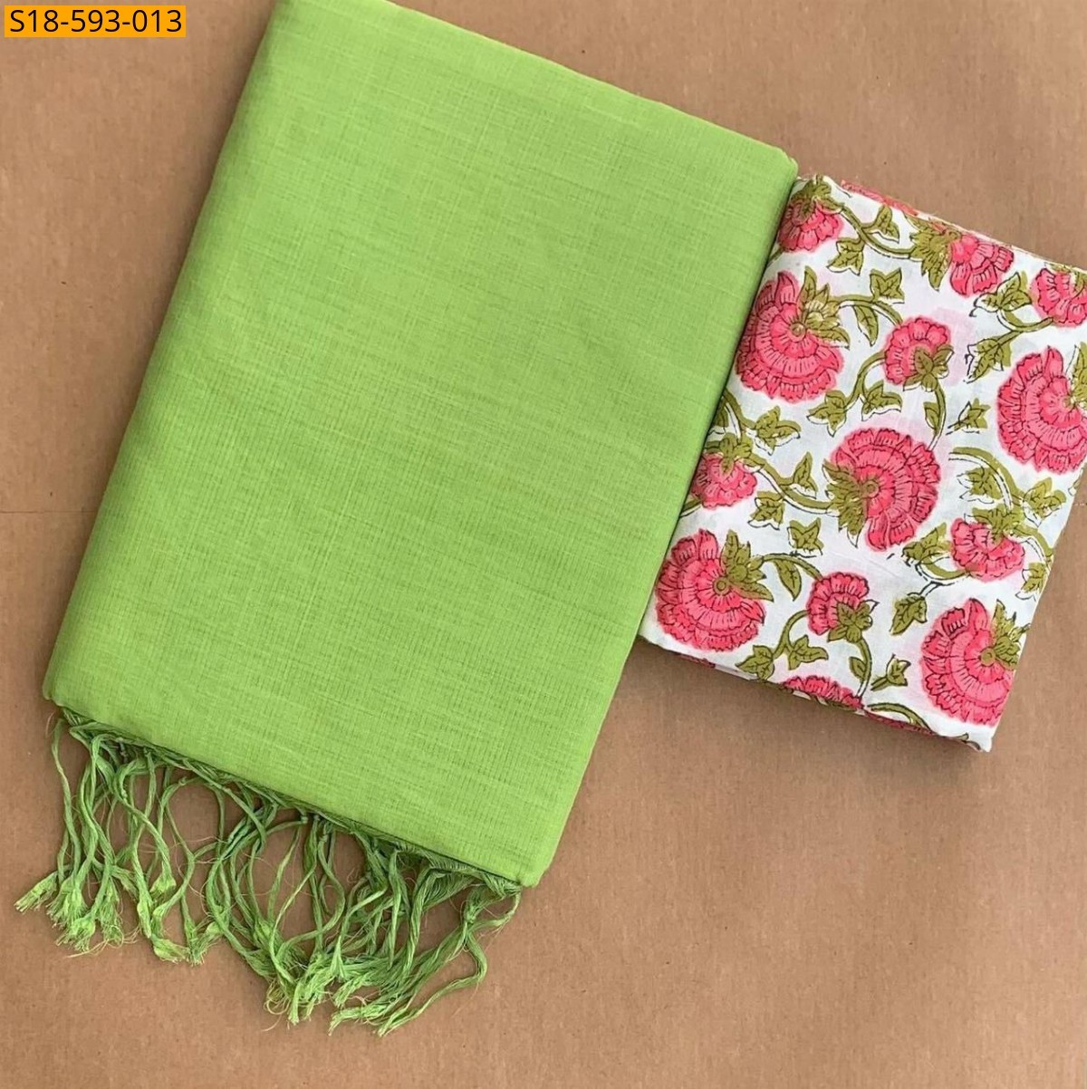 Green Fancy Khadi cotton Saree