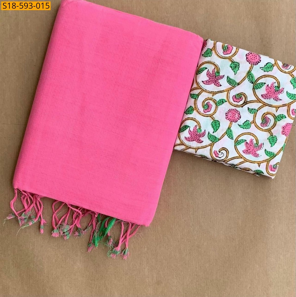 Pink Fancy Khadi cotton Saree