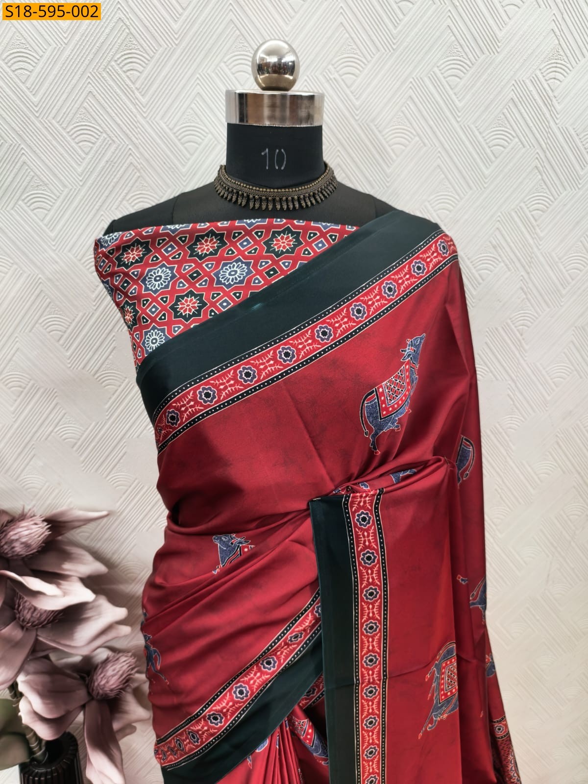 Maroon Fancy Modal Silk Digital Printed Saree