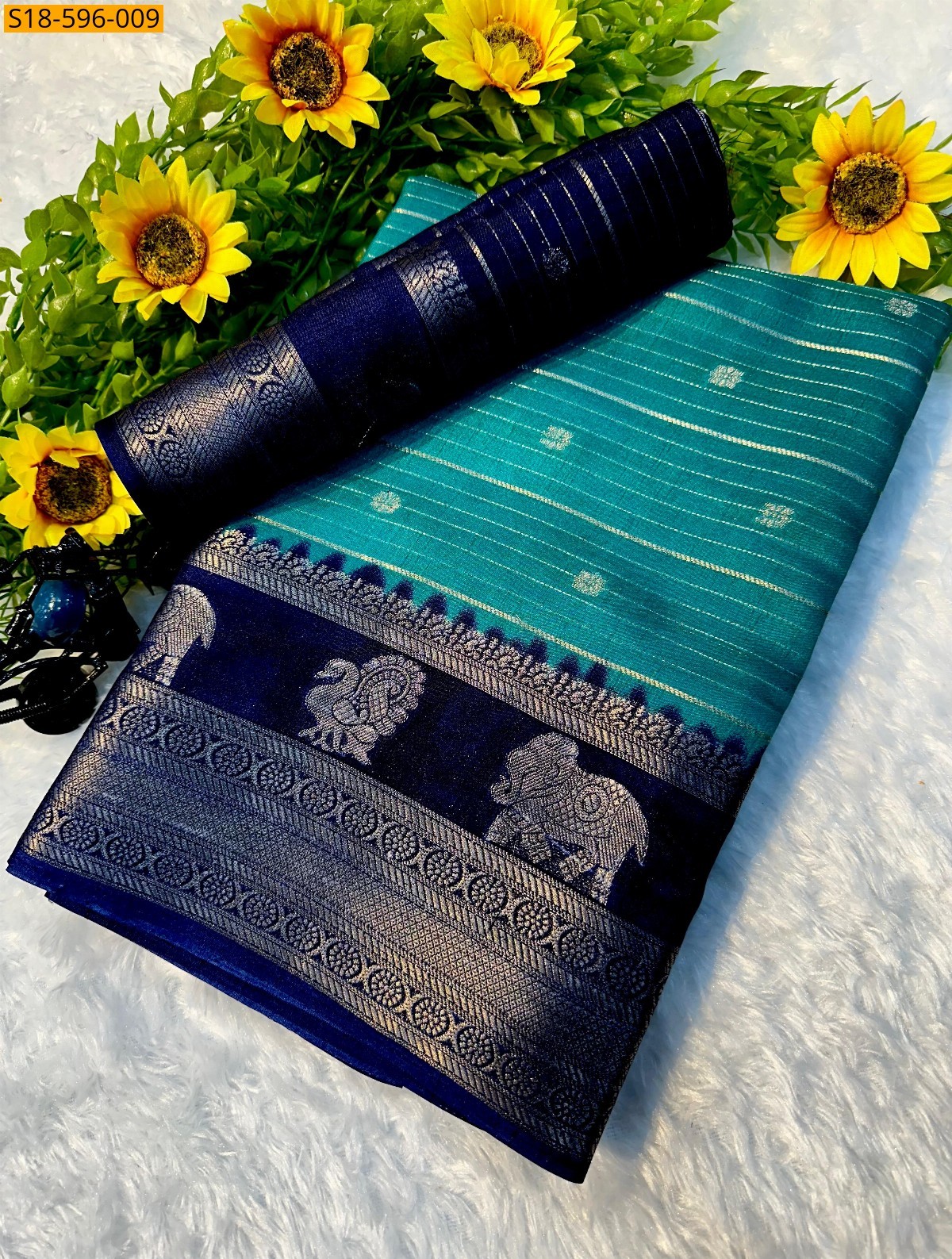 Sky Blue Fancy Mysore Silk Saree