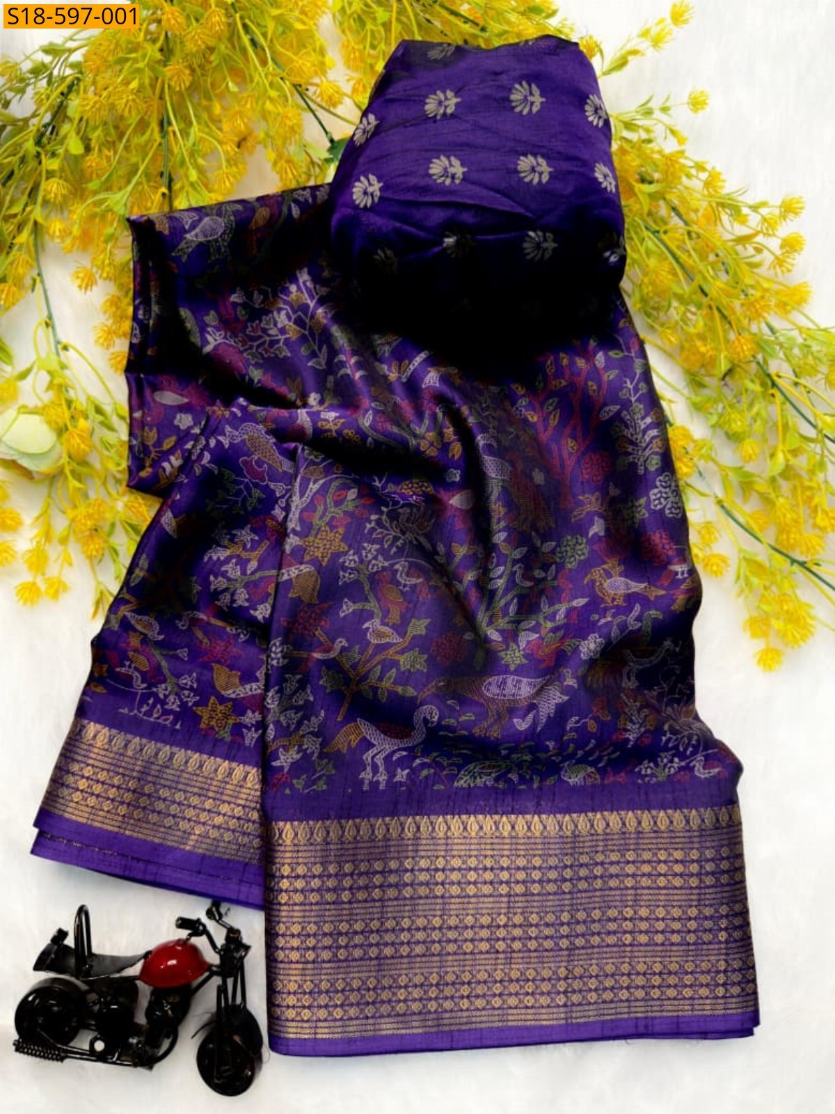 Violet Soft bleck dola silk sarees